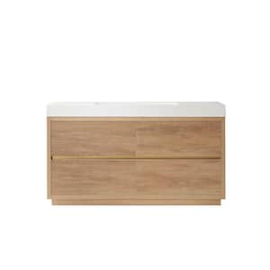 Palencia 60 in. W x 20 in. D x 33.9 in. H Bath Vanity in North American Oak with White Composite Integral Sink and Top