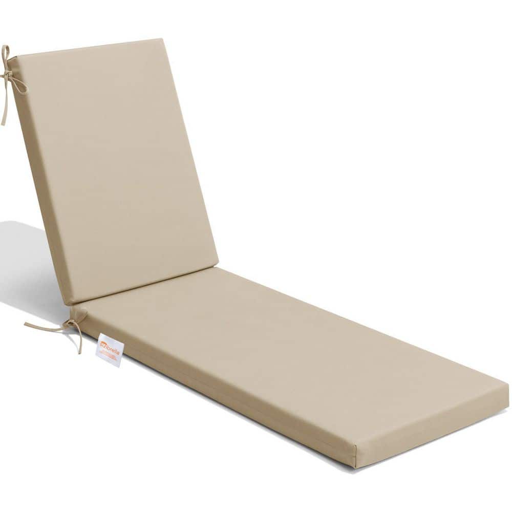 71.5 in. x 21 in. Sunbrella Outdoor Chaise Lounge Cushion in Champagne (Set