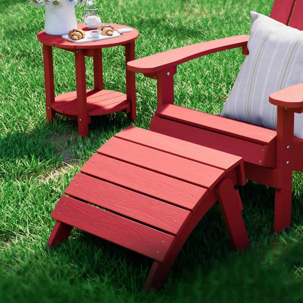 Red HIPS Composite Plastic Outdoor Ottoman