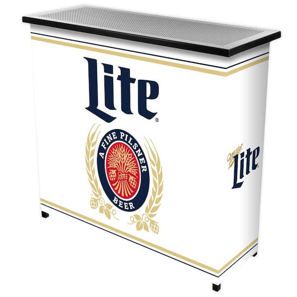 Unbranded Miller Lite Retro White 36 in. Portable Bar