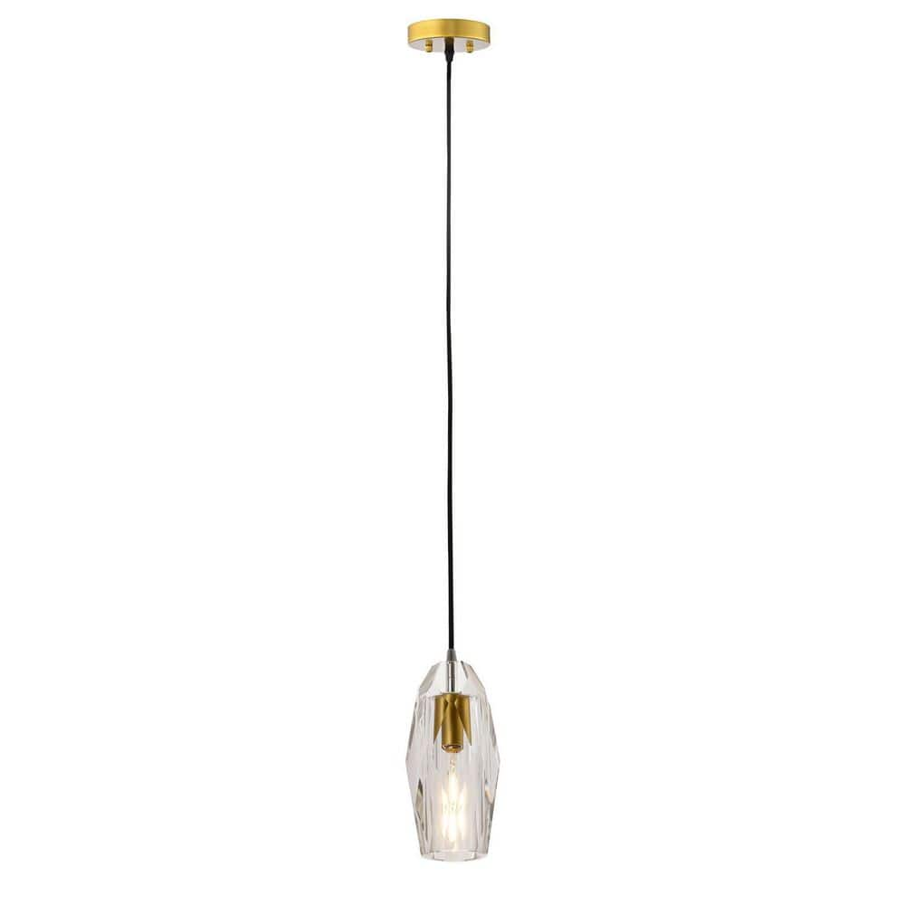 Maxax Lincoln 1-Light Clear Single Geometric Pendant with Crystal ...