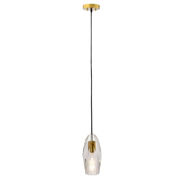 Maxax Lincoln 1-Light Clear Single Geometric Pendant with Crystal Accents