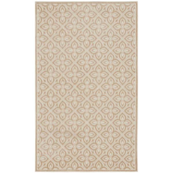 Washable Charm Beige Ivory 2 ft. x 3 ft. All-over design Contemporary Area Rug