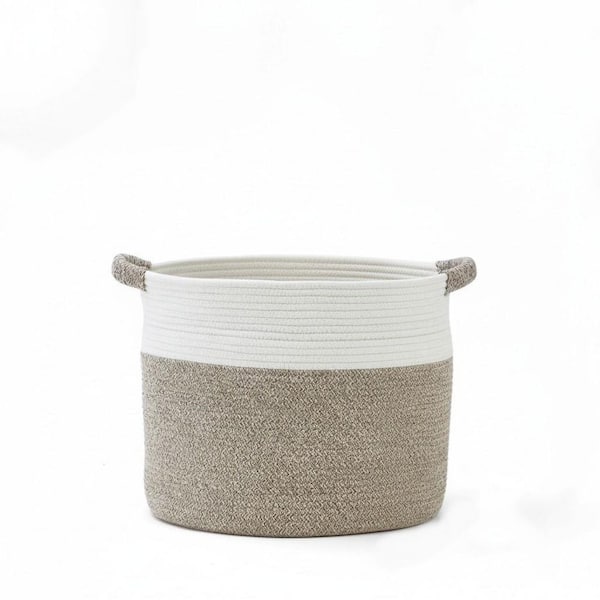 Brown 14 x 16 x 16 Round Cotton Laundry Basket (1-Pack)