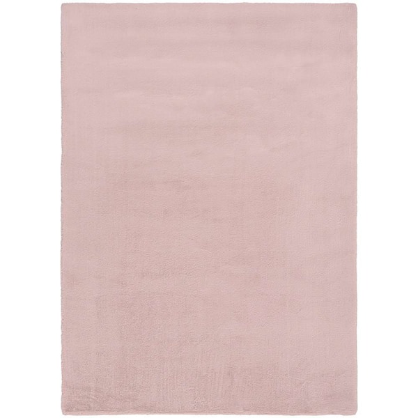 Soft Plush Rabbit Fur Lavender 8 ft. x 10 ft. Solid Contemporary Area Rug