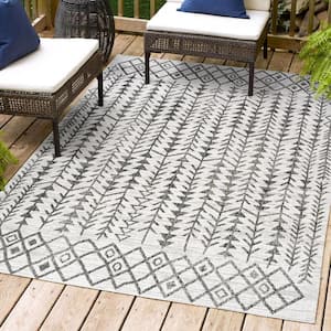 Tokay Bohemian Geometric Ivory/Black 3 ft. x 5 ft. Indoor/Outdoor Area Rug