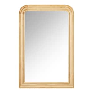 Medium Arched Natural Wood Framed Mirror (36 in. W x 24 in. H)