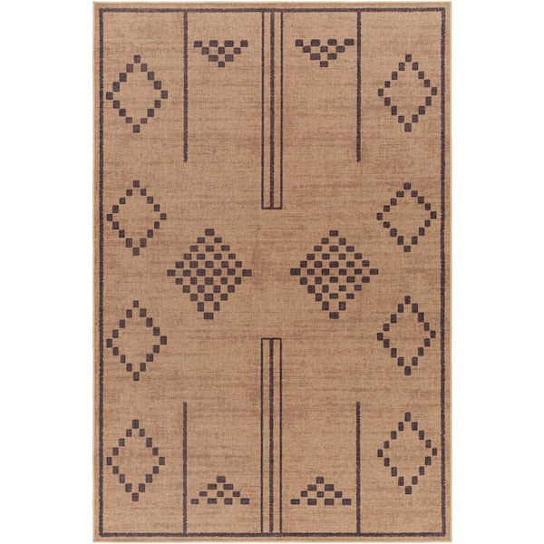 Ez Jute Brown/Black 6 ft. x 9 ft. Machine-Washable Rug