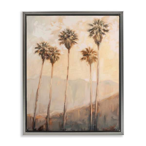 Stupell Industries SoCal Sunny Palm Trees by Petal Prints Design Gray Floater Frame Nature Graphic Art Print 21 in. x 17 in.
