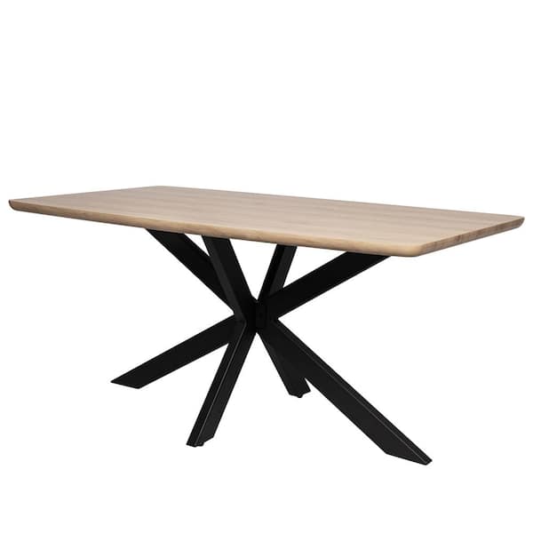 Leisuremod Ravenna Maple Wood Cross Legs Dining Table Seats 6