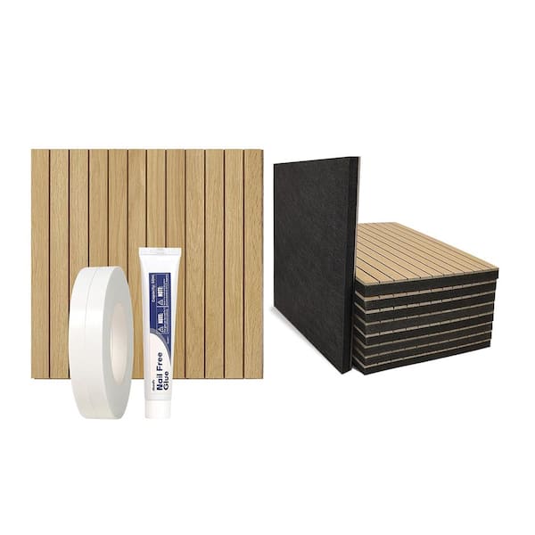 Acoustic 1/2 in. T 11.8 in. W x 0 ft. L Shiplap Decorative Wall Panels Finished MDF Board in Oak Brown 12-Pack