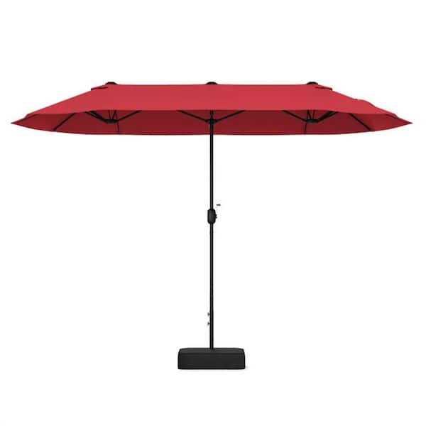 Cubilan 13 ft. Red Steel Push-Up Patio Umbrella in Red