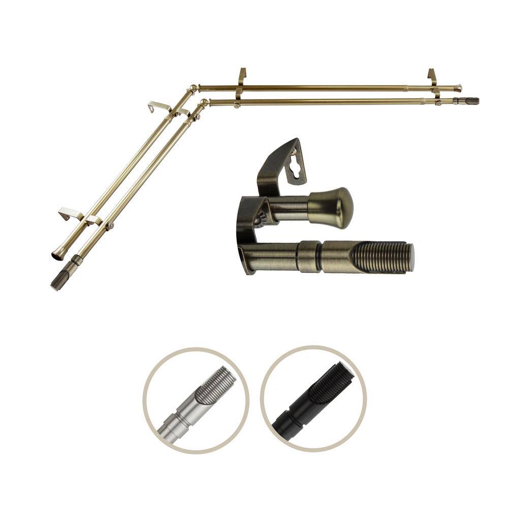 48 in. - 84 in. Adjustable 3/4 in. Double Corner Window Curtain Rod in Anti