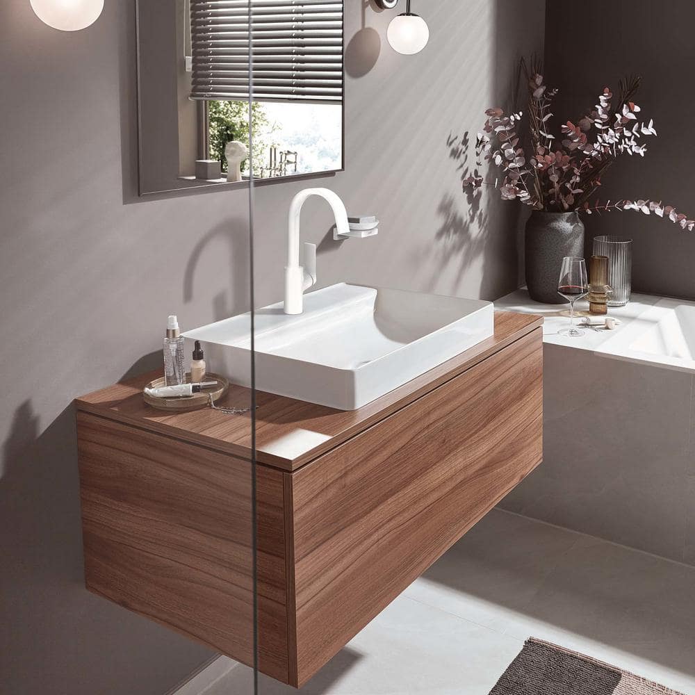 Matte White Modern Single-Hole Brass Bathroom Faucet