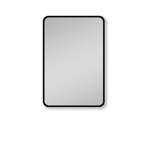 Unbranded 24 in. W x 30 in. H Black Metal Framed Recessed/Surface Mount Medicine Cabinet with Mirror