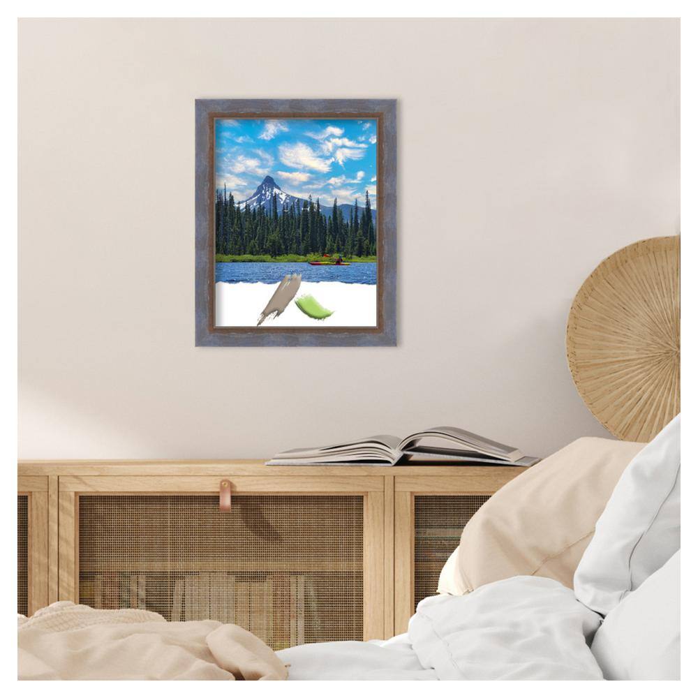 Two-Tone Blue and Copper Pine Wood Wall Picture Frame