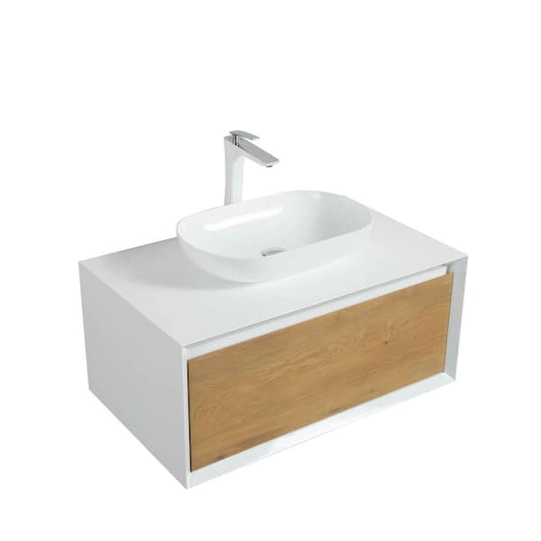 Fiona 36 in. W x 21 in. W x 15.7 in. H Single Bath Vanity in White with White Solid Surface Top
