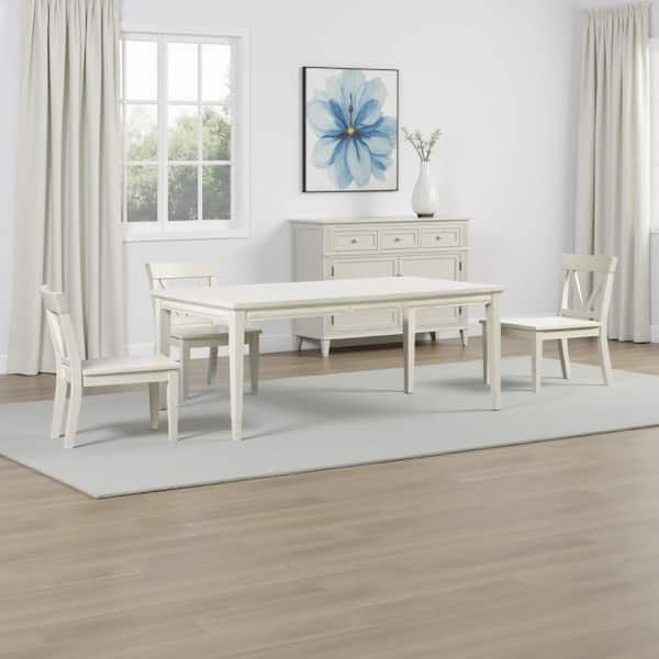 Benjara Witzy Modern White Oak Solid Poplar Wood 90 in. 4-Legs