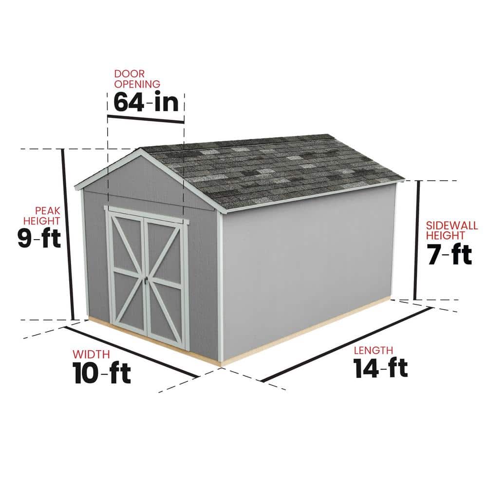 Rookwood 10x14 Red and White Wooden Storage Shed with Floor