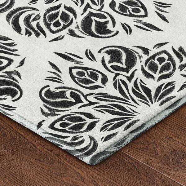 Mayfield Premium Machine Washable Abstract AMF2456 Ivory 9 ft. x 12 ft. Area Rug