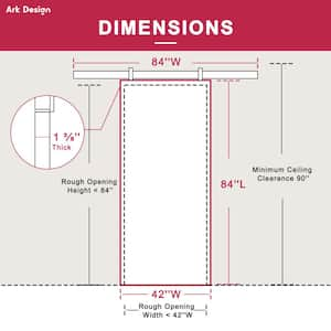 42 in. x 84 in. 4-Lites White Wave MDF Barn Door Slab with Installation Hardware Kit