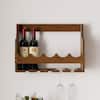 B BALANBO 5-Bottle Brown Wall-mounted Wine Rack with Wine Glass Holder, Wall Storage Shelves for Kitchen, Pantry, Cellar, Bar HJ-GBJJ-B
