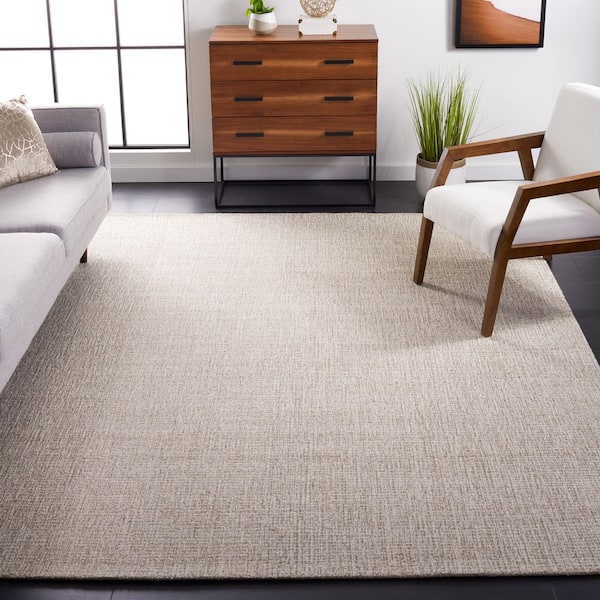 Abstract 11 ft. x 11 ft. Square Ivory/Gray Speckled Area Rug