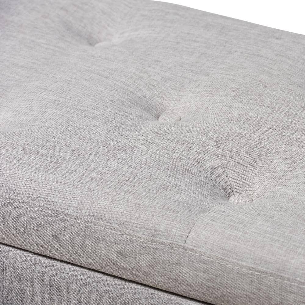 Hannah 53'' Grayish Beige Button-Tufted Storage Ottoman Bench