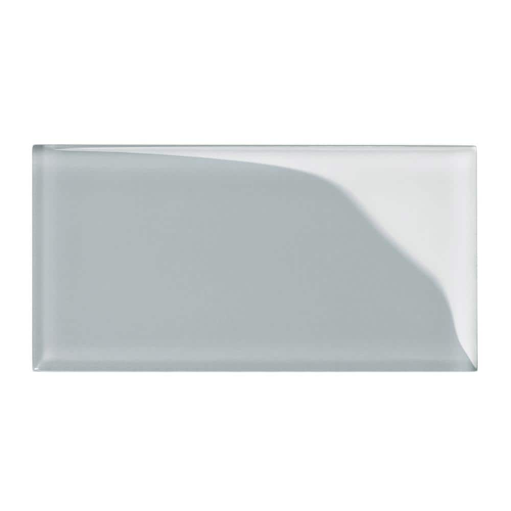 Giorbello 3 In X 6 In X 8 Mm True Gray Glass Subway Tile Sample G5928 Smpl The Home Depot