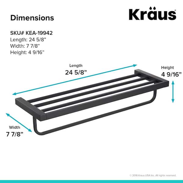 Stelios 23.63 in. Wall Mounted Bathroom Shelf with Towel Bar in Matte Black