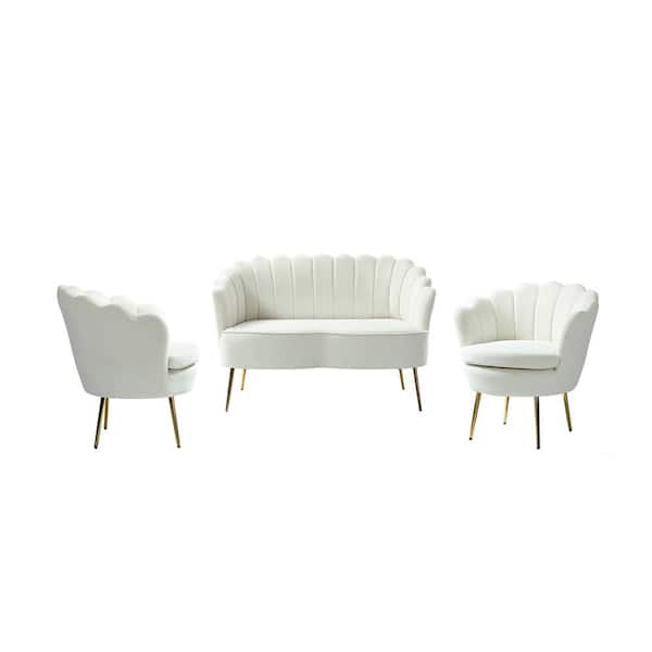 Yeran 52 in. 3 Piece Ivory Living Room Set