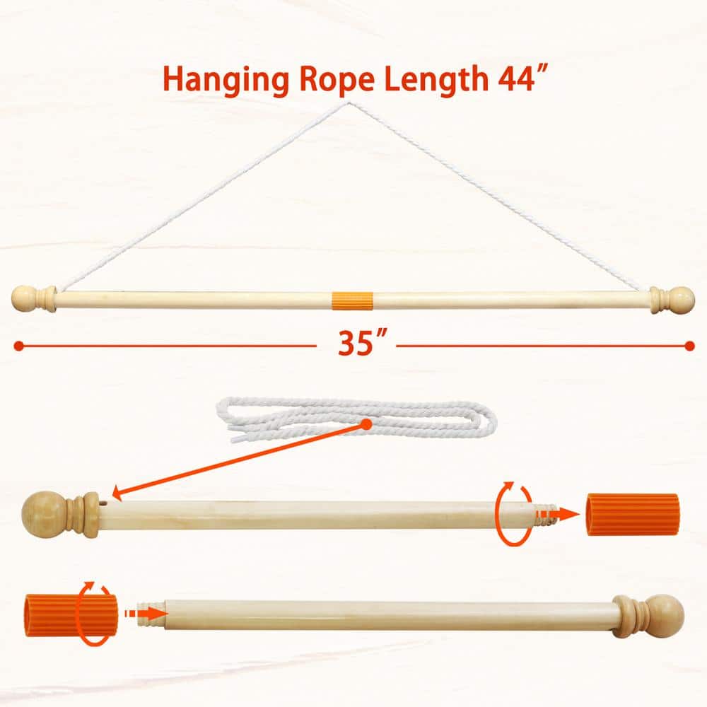 Anley 35" Natural Oak Wooden Banner Pole with Finials