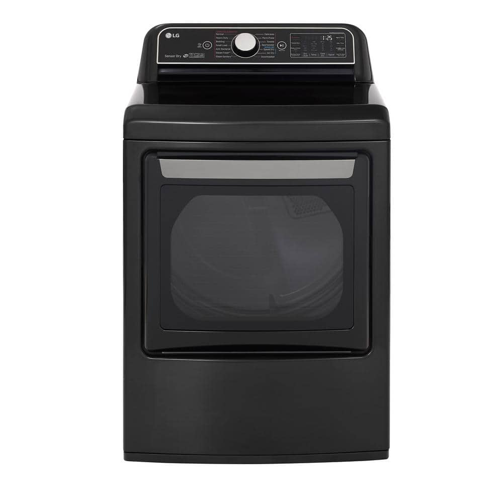 LG 7.3 cu. ft. Ultra Large Black Steel Smart Electric Vented Dryer with EasyLoad Door, Sensor Dry & TurboSteam, ENERGY STAR