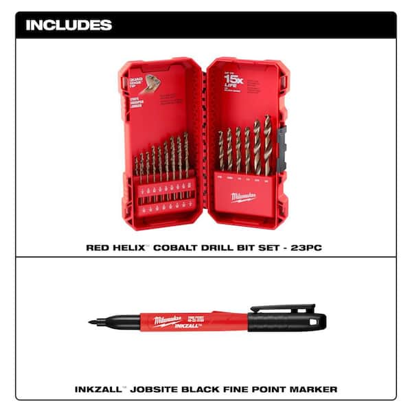 Milwaukee Cobalt Red Helix Twist Drill Bit Set for Drill Drivers