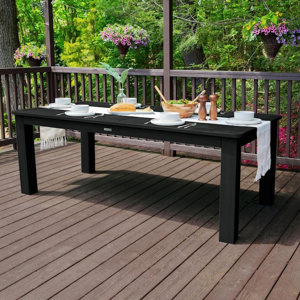 Black wood outdoor dining table discount