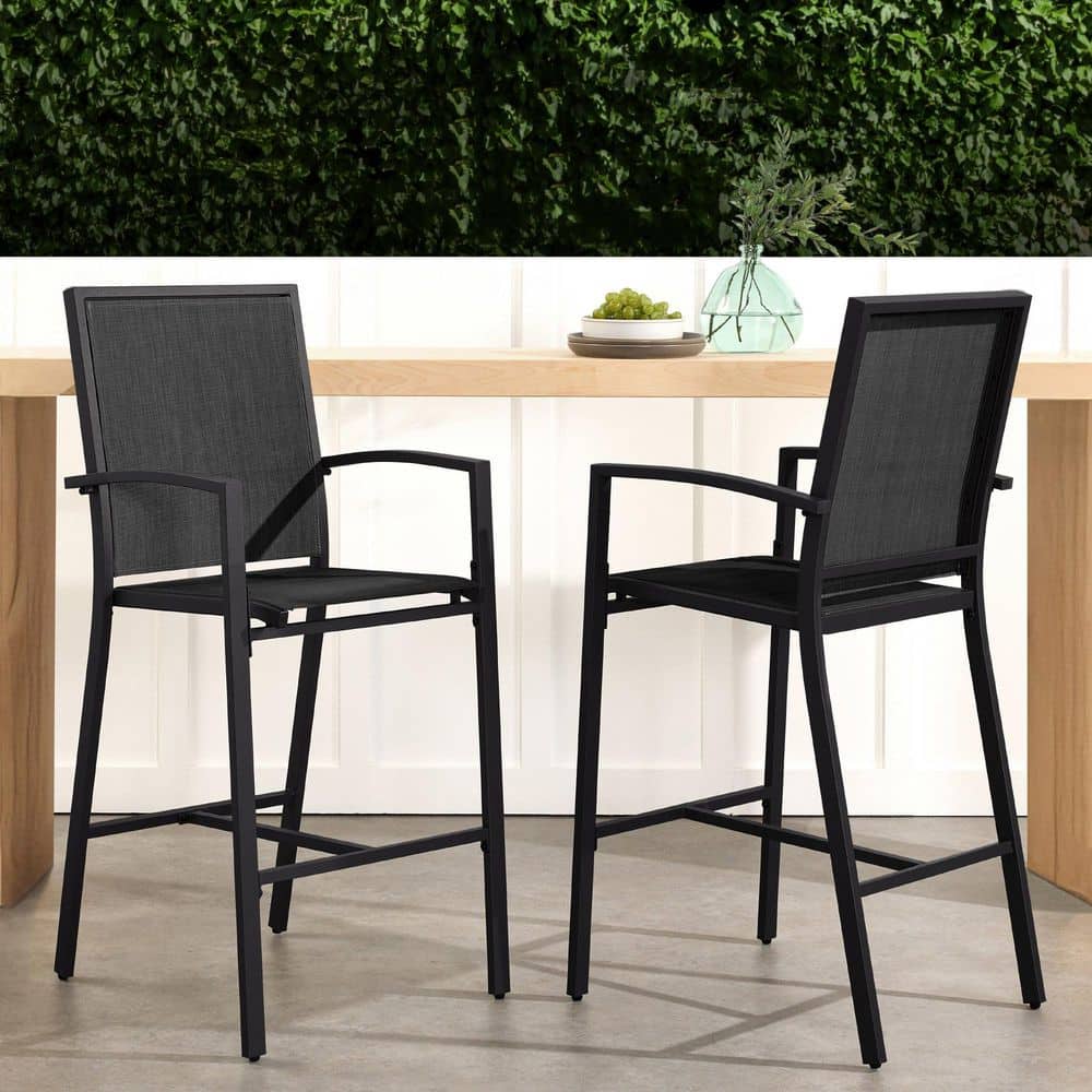Metal Outdoor Bar Stool (2-Pack) with Footrests