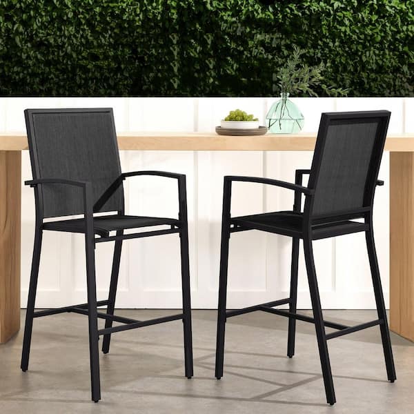 Unbranded Metal Outdoor Bar Stool (2-Pack) with Footrests