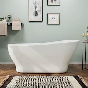 67 in. W. x 31 in. Acrylic Flatbottom Freestanding Soaking Non-Whirlpool Bathtub, Drain and Overflow Included in White