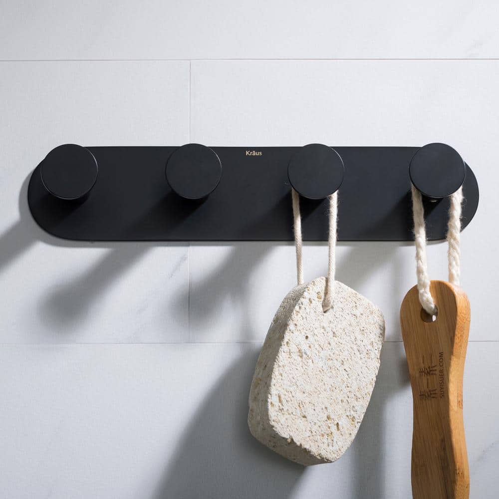 Matte Black Solid Brass 4-Hook Wall Mounted Rack