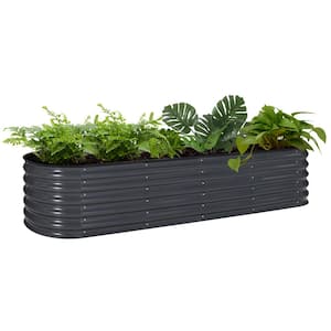 8 ft. x 2 ft. x 1.4 ft. Galvanized Raised Garden Bed 9-in-1 Planter Box Outdoor, Dark Gray