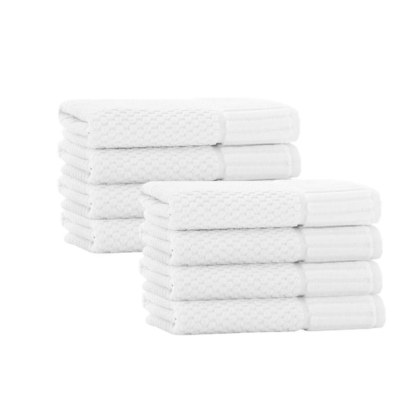 Enchante Home Timaru 8 pcs White Turkish Cotton Hand Towels