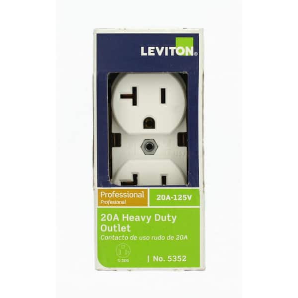 20 Amp 125 V Industrial Grade Self Grounding Duplex Outlet/Receptacle, White (1-Pack) 5352-WS