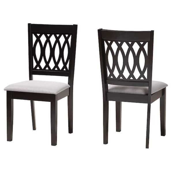 Baxton Studio Florencia Grey and Espresso Brown Dining Chair (Set of 2)