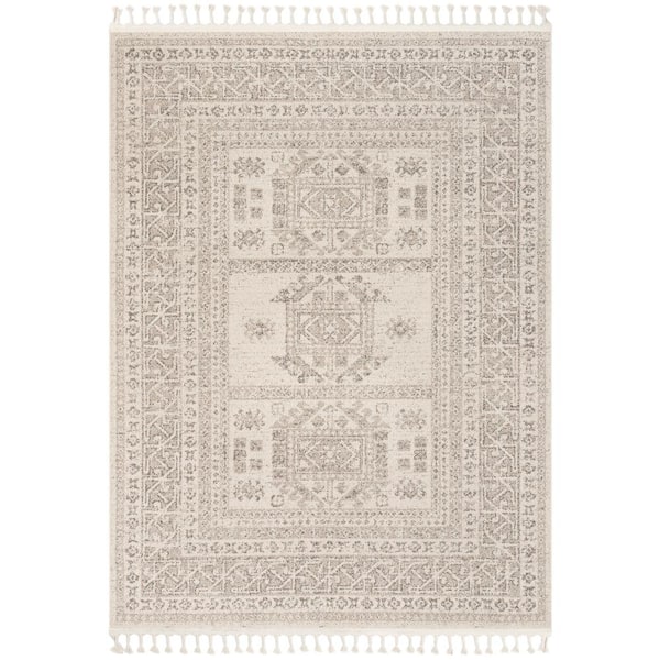 Well Woven Loop-De-Loop Carina Beige Tribal Medallion 5 ft. 3 in. x 7 ft. 3 in. Flat-Weave Area Rug