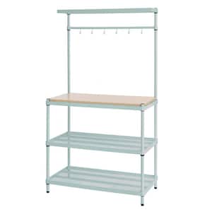 MeshWorks Sage Green 4-Tier Steel Shelving Unit (35 in. W x 63 in. H x 18 in. D)