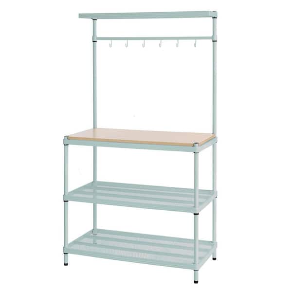 Design Ideas MeshWorks Sage Green 4-Tier Steel Shelving Unit (35 in. W x 63 in. H x 18 in. D)