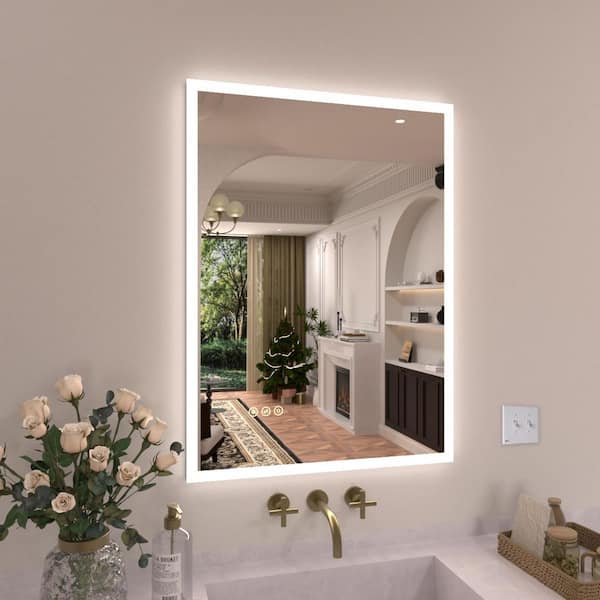 Radiance 22 in. W x 30 in. H Rectangular Frameless LED Wall Bathroom Vanity Mirror with Polished Crystal Finish