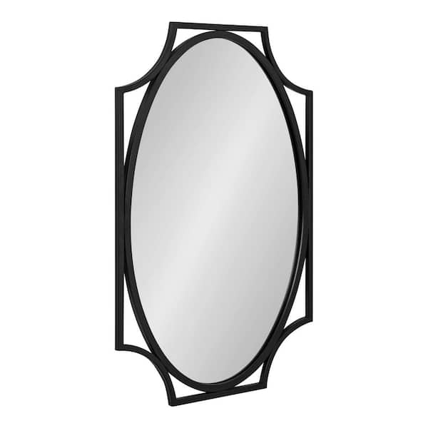 Kate and Laurel Rateau 30.00 in. H x 20.00 in. W Oval Metal Framed Black Mirror