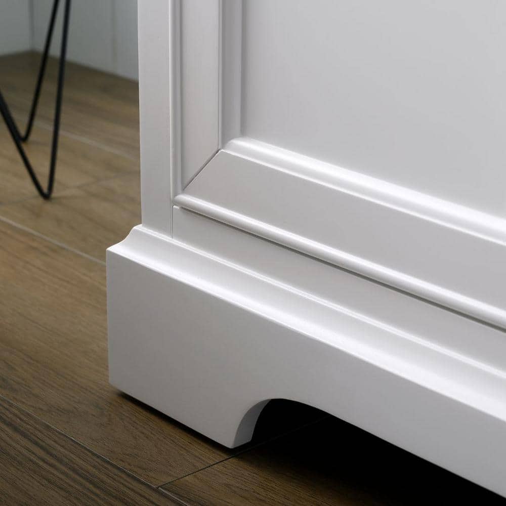 Thompson 60" White Solid Wood Single Bathroom Vanity with Engineered Stone Top