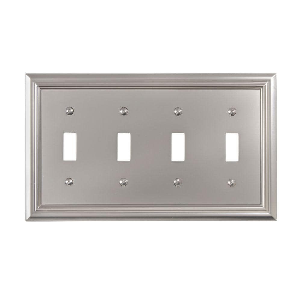 Satin Nickel Quad Toggle Cast Metal Wall Plate